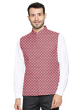 Blacksmith Maroon And White Polka Dot Modi Jacket for Men - Polka Dot Nehru Jacket for Men .