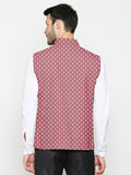 Blacksmith Maroon And White Polka Dot Modi Jacket for Men - Polka Dot Nehru Jacket for Men .