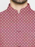 Blacksmith Maroon And White Polka Dot Modi Jacket for Men - Polka Dot Nehru Jacket for Men .