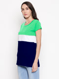 Blacksmith | Blacksmith Fashion | Blacksmith Three Stripes Mint/White/NavyBlue Top For Women.