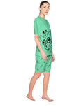 Blacksmith Women's Stretchable Cotton Night Suit for Women -Mint And Black  Giraffe Print Design - Blacksmith Fashion