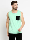 Blacksmith Royal Blue Cotton Contrast Pocket Sando For Men - Sando For Men.