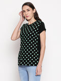 Blacksmith | Blacksmith Fashion | Black And Mint 100% cotton Polka t-shirts for women