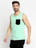 Blacksmith Royal Blue Cotton Contrast Pocket Sando For Men - Sando For Men.