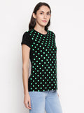 Blacksmith | Blacksmith Fashion | Black And Mint 100% cotton Polka t-shirts for women