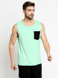 Blacksmith Royal Blue Cotton Contrast Pocket Sando For Men - Sando For Men.