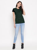 Blacksmith | Blacksmith Fashion | Black And Mint 100% cotton Polka t-shirts for women