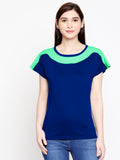 Blacksmith| Blacksmith Fashion | Blacksmith Mint And Royal Blue Boat Neck t-shirts for women