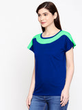 Blacksmith| Blacksmith Fashion | Blacksmith Mint And Royal Blue Boat Neck t-shirts for women