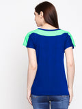 Blacksmith| Blacksmith Fashion | Blacksmith Mint And Royal Blue Boat Neck t-shirts for women