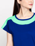 Blacksmith| Blacksmith Fashion | Blacksmith Mint And Royal Blue Boat Neck t-shirts for women