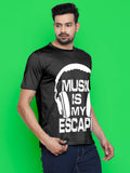 Blacksmith 100% Soft Cotton Bio Washed Music Is My Escape Round Neck Printed T-shirt for Men - Tshirt for Men.