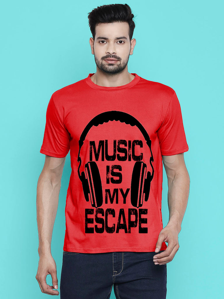 Blacksmith 100% Soft Cotton Bio Washed Music Is My Escape Round Neck Printed T-shirt for Men - Tshirt for Men.