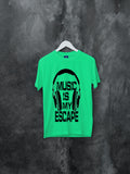 Blacksmith | Blacksmith Fashion | Printed Music Is My Escape Mint And Black 100% Soft Cotton Bio-Washed Top for women's and Girls