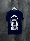 Blacksmith | Blacksmith Fashion | Printed Music Is My Escape Navy Blue And White 100% Soft Cotton Bio-Washed Top for women's and Girls