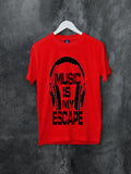 Blacksmith | Blacksmith Fashion | Printed Music Is My Escape Red And Black 100% Soft Cotton Bio-Washed Top for women's and Girls