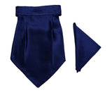 Blacksmith | Blacksmith Fashion | Blacksmith Blue Satin Cravat Neck Scarf And Matching Pocket Square Set For Men