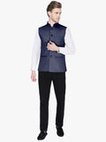 Blacksmith Navy Blue Soft Cotton Modi Jacket for Men -Navy Blue Nehru Jacket for Men