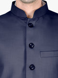 Blacksmith Navy Blue Soft Cotton Modi Jacket for Men -Navy Blue Nehru Jacket for Men