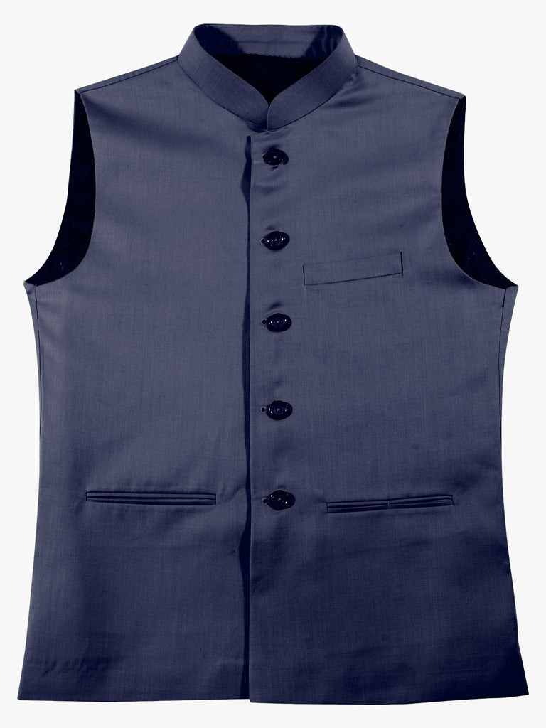 Blacksmith Navy Blue Soft Cotton Modi Jacket for Men -Navy Blue Nehru Jacket for Men