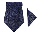 Blacksmith Navy Paisley Cravat Neck Scarf And Matching Pocket Square Set For Men.