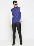 Blacksmith Blue And Yellow Polka Dot Modi Jacket for Men - Polka Dot Nehru Jacket for Men .