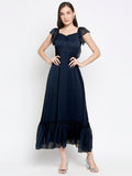 Blacksmith | Blacksmith Fashion | Blacksmith Navy Blue Women Party Wear Maxi Dress.