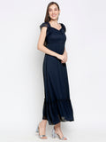 Blacksmith | Blacksmith Fashion | Blacksmith Navy Blue Women Party Wear Maxi Dress.