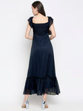 Blacksmith | Blacksmith Fashion | Blacksmith Navy Blue Women Party Wear Maxi Dress.