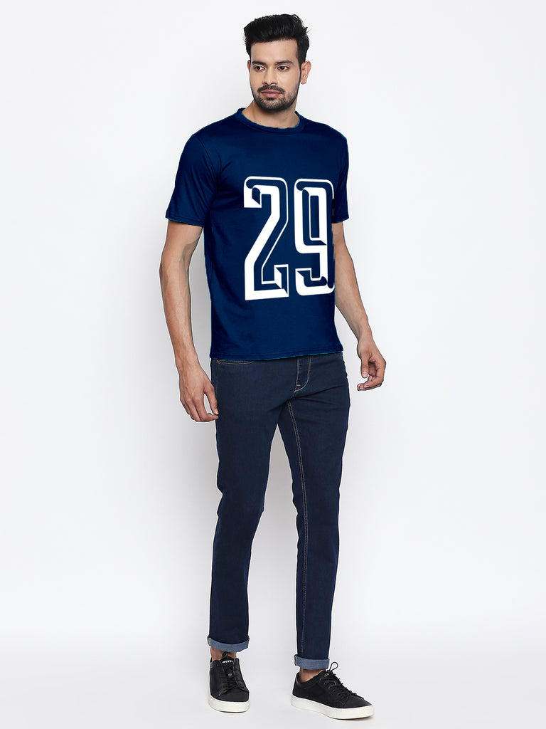 Blacksmith | Blacksmith Fashion | Blacksmith Navy Blue Number 29 Round Neck Printed T-shirt