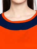 Blacksmith| Blacksmith Fashion | Blacksmith Navy Blue And Orange Boat Neck t-shirts for women