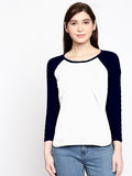 Blacksmith | Blacksmith Fashion | Blacksmith Navy Blue And White Raglan Sleeves top for women