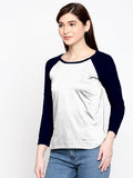 Blacksmith | Blacksmith Fashion | Blacksmith Navy Blue And White Raglan Sleeves top for women