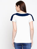 Blacksmith| Blacksmith Fashion | Blacksmith Navy Blue And White Boat Neck t-shirts for women