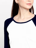 Blacksmith | Blacksmith Fashion | Blacksmith Navy Blue And White Raglan Sleeves top for women