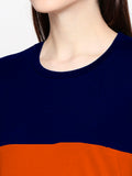 Blacksmith 100% Soft Cotton Bio Washed Navy Blue And Orange Half And Half  Top For Women. - Blacksmith Fashion