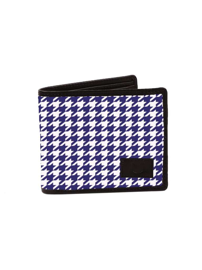 Blacksmith Navy And White Hounstooth Printed Wallet For Men.