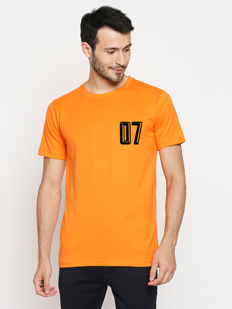 Blacksmith | Blacksmith Fashion | Blacksmith Orange Number 07 Round Neck Printed T-shirt