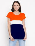 Blacksmith | Blacksmith Fashion | Blacksmith Three Stripes Orange/White/NavyBlue Top For Women.