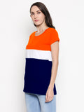 Blacksmith | Blacksmith Fashion | Blacksmith Three Stripes Orange/White/NavyBlue Top For Women.