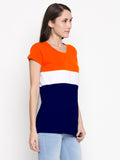 Blacksmith | Blacksmith Fashion | Blacksmith Three Stripes Orange/White/NavyBlue Top For Women.