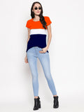 Blacksmith | Blacksmith Fashion | Blacksmith Three Stripes Orange/White/NavyBlue Top For Women.