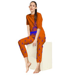 Blacksmith Women's Stretchable Cotton Night Suit for Women - Orange and Red Eiffel Tower Print Design - Blacksmith Fashion