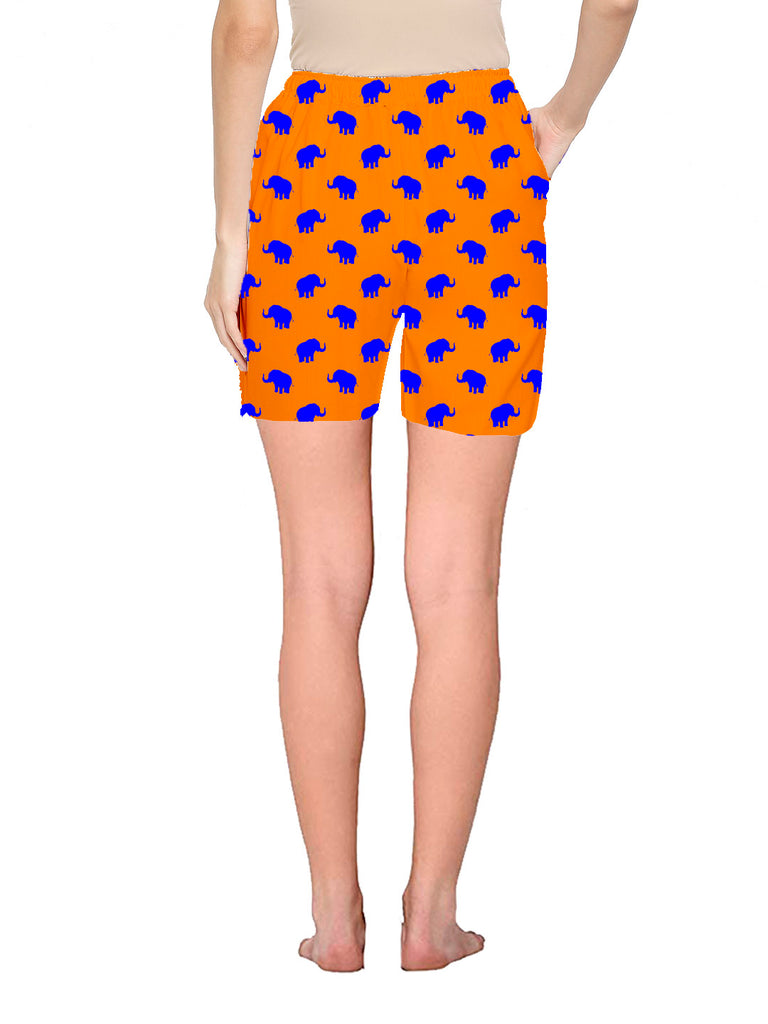 Blacksmith Women's Stretchable Cotton Night Suit for Women - Mint And Orange Elephant Print Design - Blacksmith Fashion