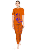 Blacksmith Women's Stretchable Cotton Night Suit for Women - Blue,Red,And Orange Giraffe Print Design - Blacksmith Fashion