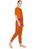 Blacksmith Women's Stretchable Cotton Night Suit for Women - Orange And Blue Glass Print Design - Blacksmith Fashion