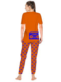 Blacksmith Women's Stretchable Cotton Night Suit for Women - Black,Blue And Orange Radio Print Design - Blacksmith Fashion