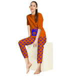 Blacksmith Women's Stretchable Cotton Night Suit for Women - Black,Blue And Orange Radio Print Design - Blacksmith Fashion