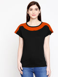 Blacksmith| Blacksmith Fashion | Blacksmith Orange And Black Boat Neck t-shirts for women