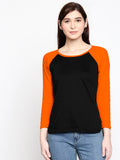 Blacksmith | Blacksmith Fashion | Blacksmith Orange And Black Raglan Sleeves top for women